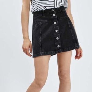 TopShop Moto button front denim skirt